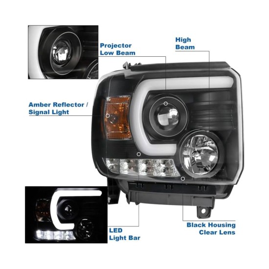 Autoparts LED Black Projector Headlights