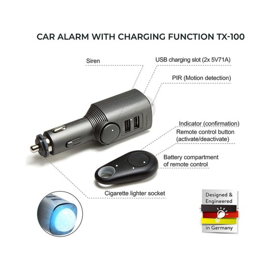 Technaxx Car Alarm With Charging Function TX-100