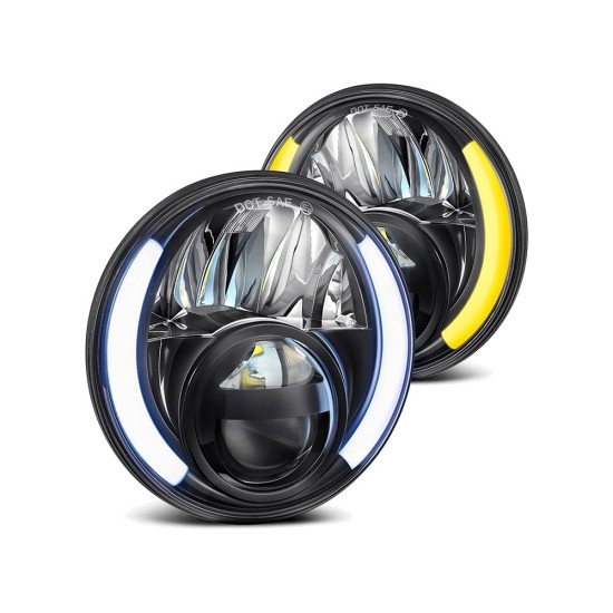 SUPAREE 7 Round LED Headlights RGB Halo Angel